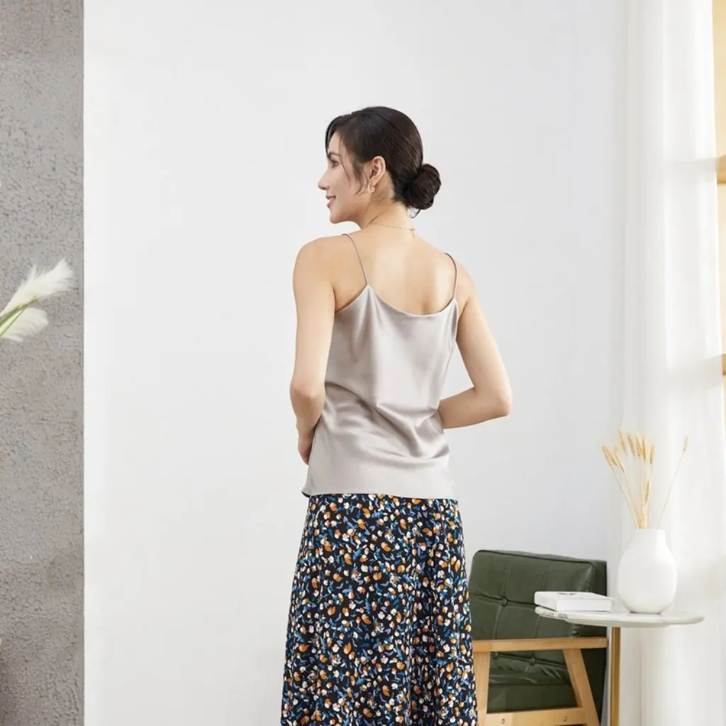 

Summer Women's Double Layer Silk Halter Top Pure Color Vest Sexy Inner Tube Bottoming Shirt Silk