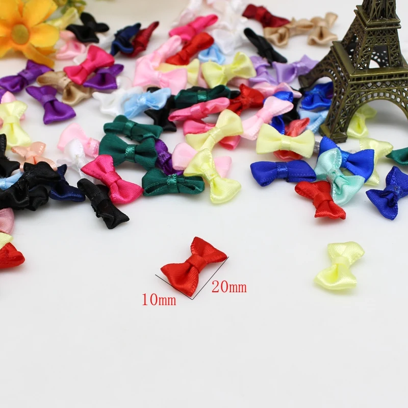 50/100pcs 10mm-20mm Small Satin Ribbon Bows Flower ribbon bows Craft Kid\'s cloth Wedding Party Sewing DIY Decorations