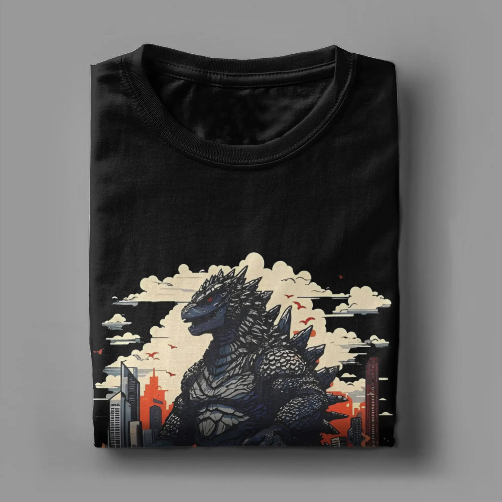 Godzillaed Japanese Anime T-Shirt Men Women Vintage Pure Cotton Tee Shirt Round Neck Short Sleeve T Shirts Printed Tops - view 4