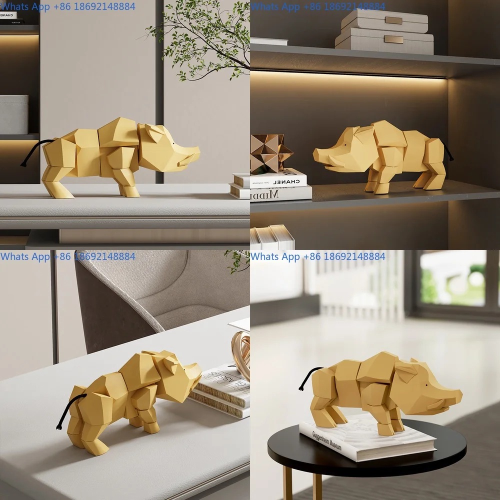 

Modern Minimalist Abstract Animal Pig Wooden Block Art Decor for Home Wine Cabinet Display
