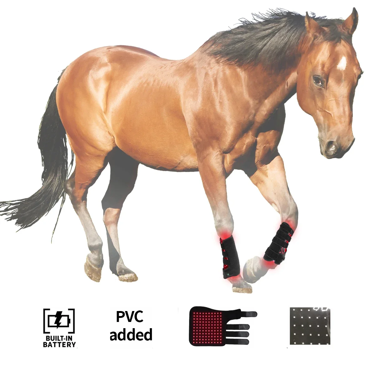 Built in battery equine hood wrap led light therapy boots infrared light therapy pads for horse hoof