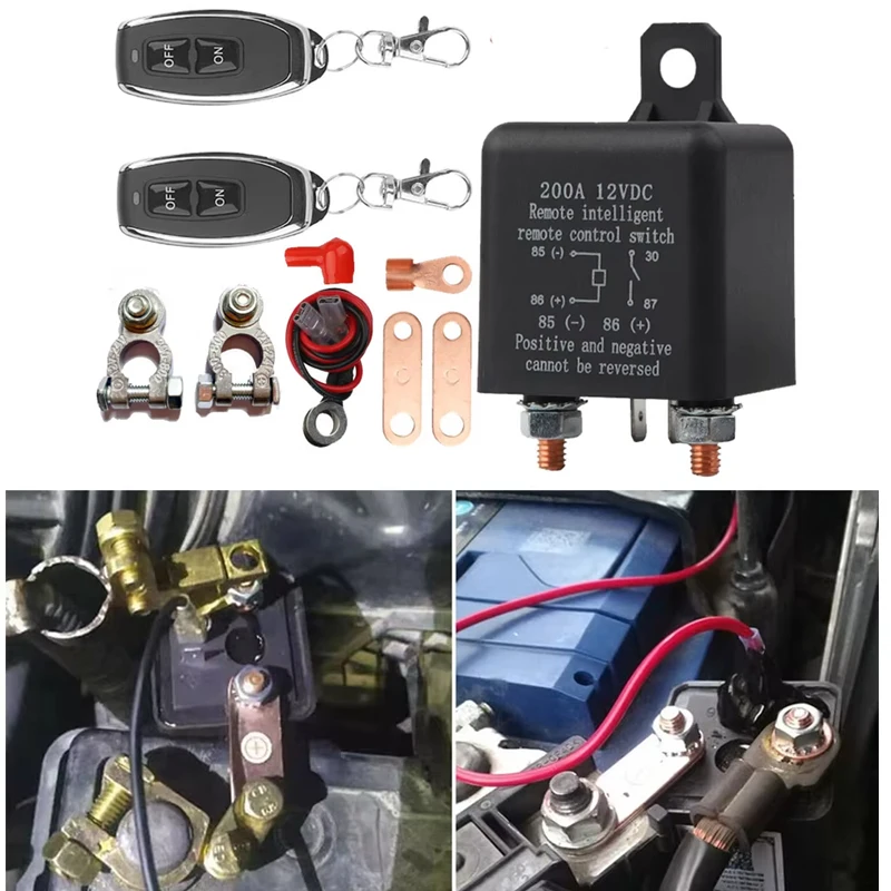 Remote Battery Disconnect Switch 12v, 200A, Upgrade Prevent Battery Drain Car Kill Switch Anti-Theft Remote Battery Kill Switch