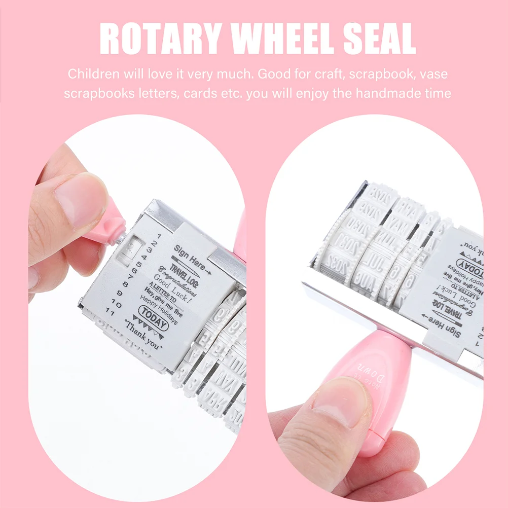 2 Pcs Seal Wide Roller Stamp Identity Number Scrapbooking Date Journal DIY Knob Hand Account