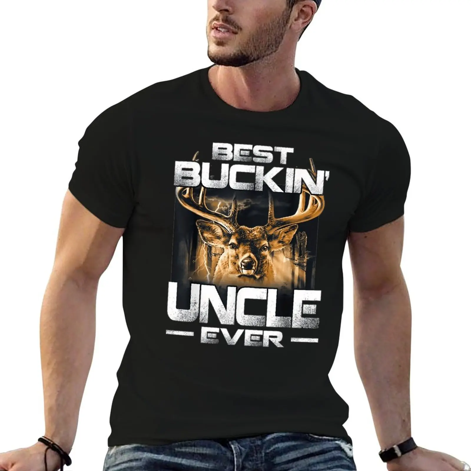تي شيرت Best Buckin' Uncle Ever Design Top Tee Graphic T-shirt Fresh Motion Cool Aactivity Competition مقاس الولايات المتحدة الأمريكية