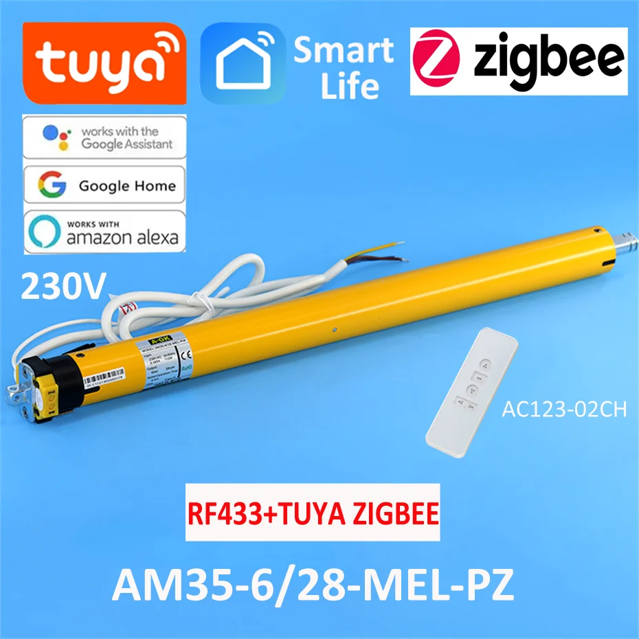 A-OK AM35 6/28 Smart Blinds Tubular Motor,RF433+Tuya zigbee,for 40mm/45mm/47mm/50mm Tube Rolling Shutter,via Alexa Google Home