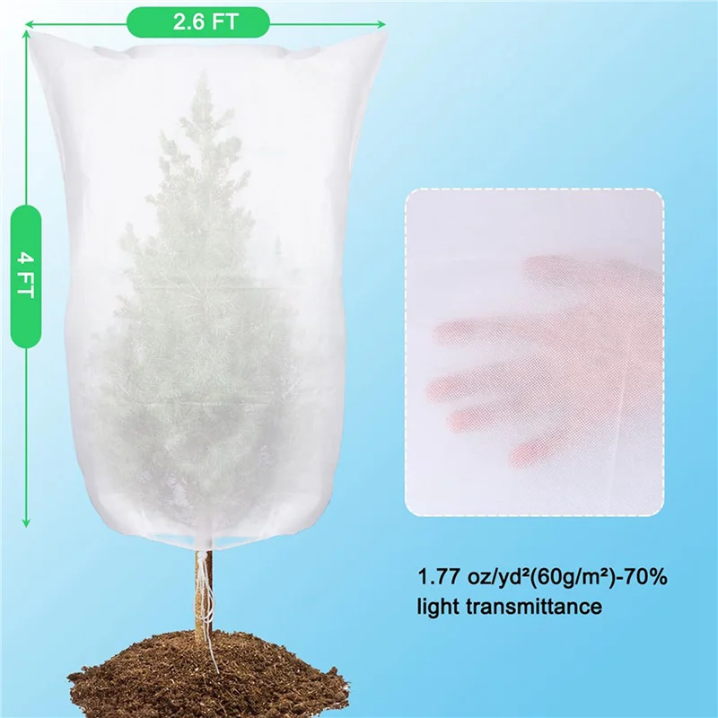 

A88Z Plant Covers Freeze Protection Jacket, 2.6Ft X 4Ft Reusable Winter Drawstring Plant Covers With Zipper 4 Pack
