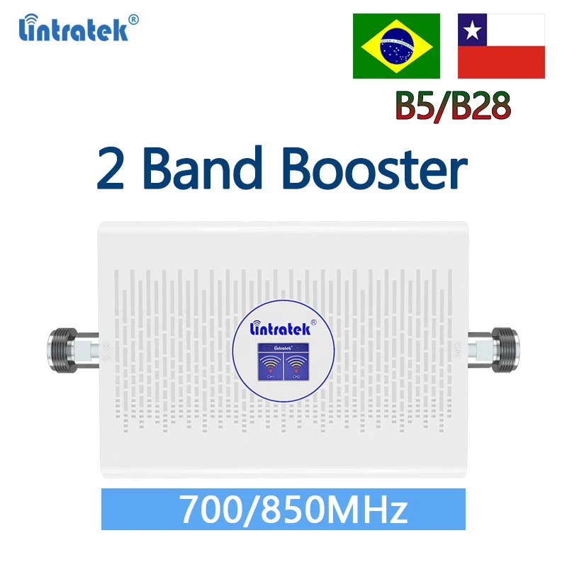 Lintratek 2G 3G 4G Repeater 700 850Mhz Dual Band B5 B28 Signal Booster Amplifier Cellular Repeater CDMA LTE AGC 70dB UMTS KW23C