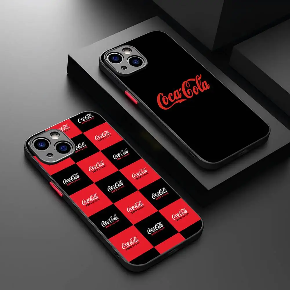 Funda Translúcida Mate Antigolpes Cool C-Coca-C-Cola para iPhone 16 15 14 Plus 13 12 11 Pro Max X XS MAX