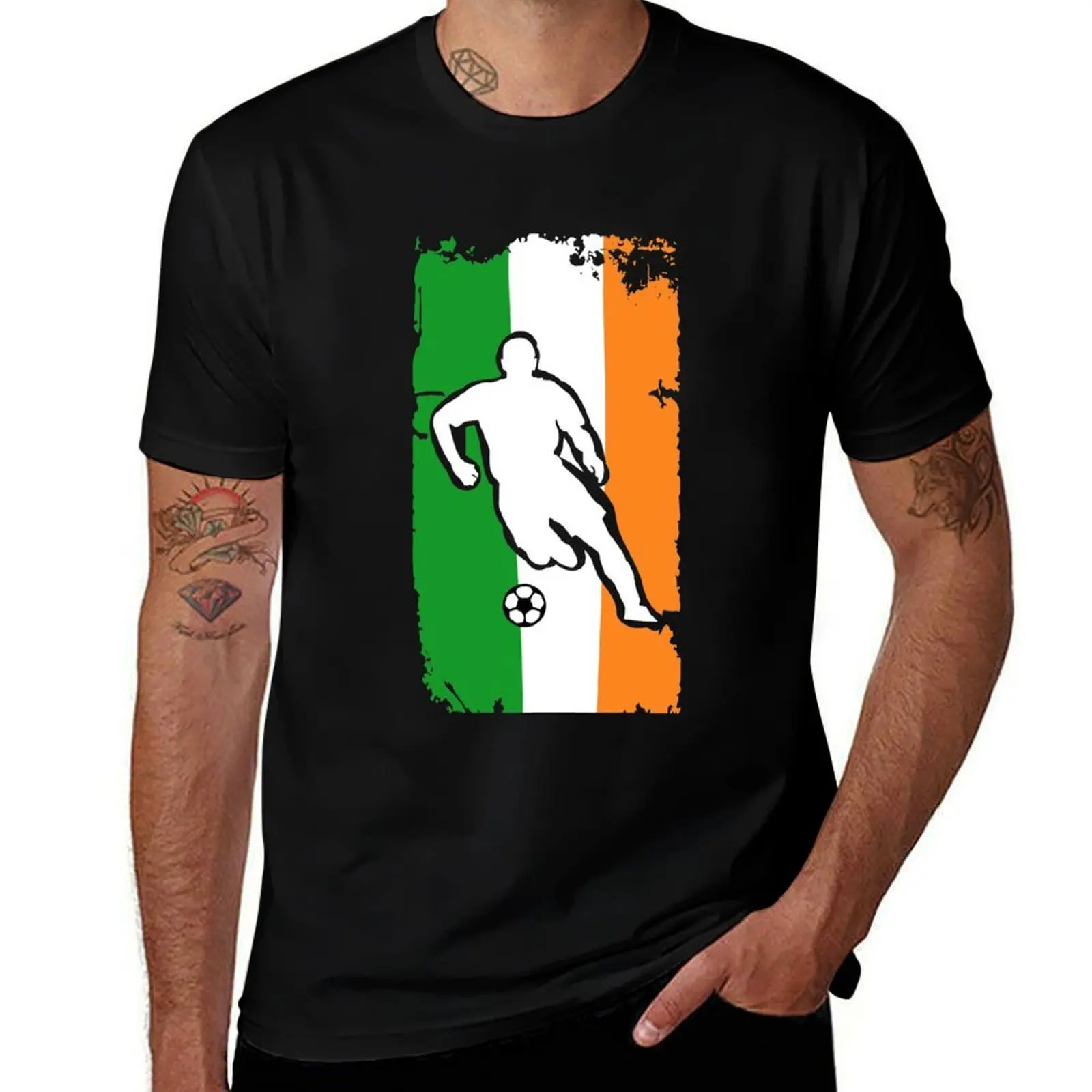 

Ireland Flag Soccer Player T-Shirt man t shirt cotton high quality t shirt men 100% cotton luxury brand T-Shirt