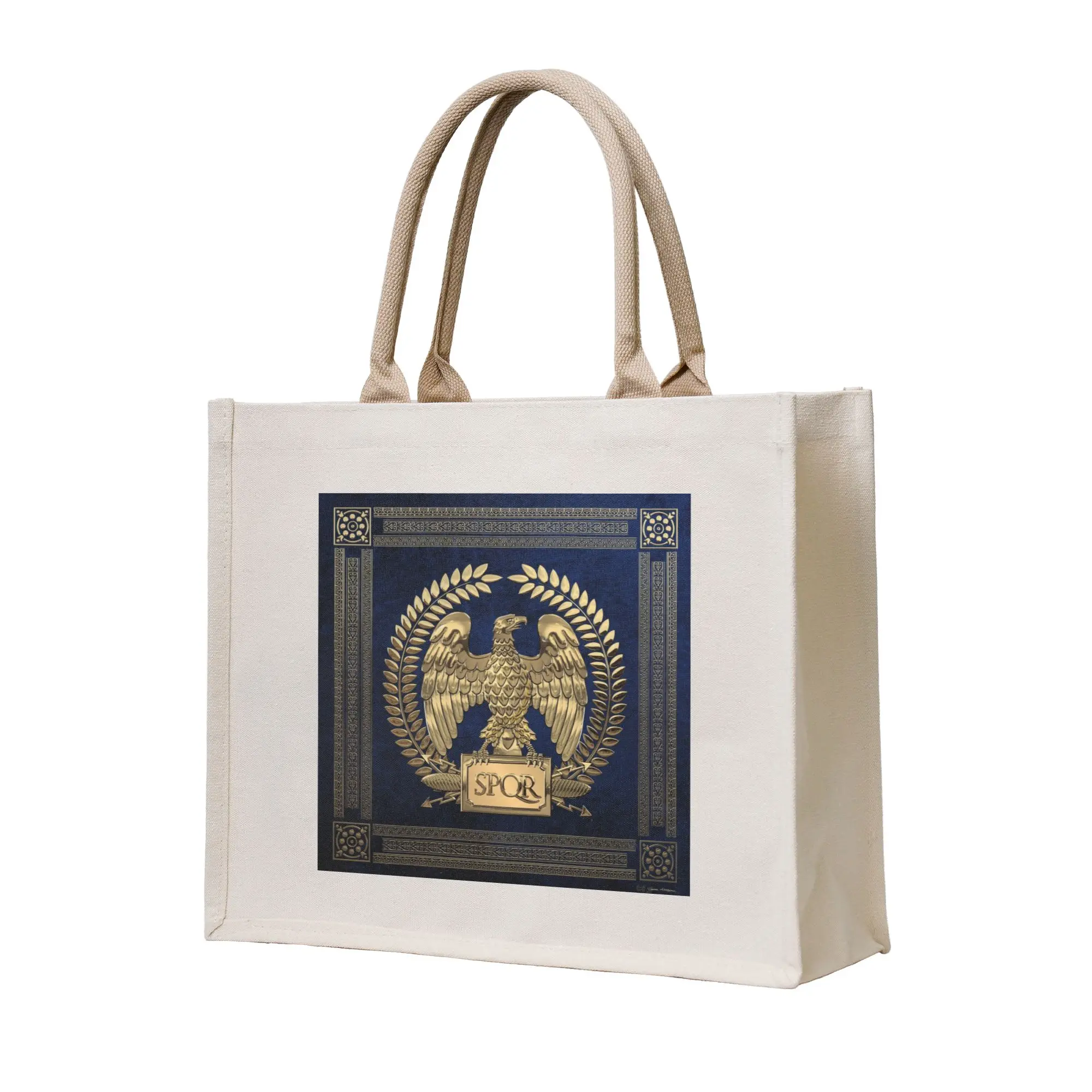 

Reusable Roman Empire Gold Imperial Eagle Shopping Bag Women Tote Bag Portable Rome SPQR Grocery Shopper Bags