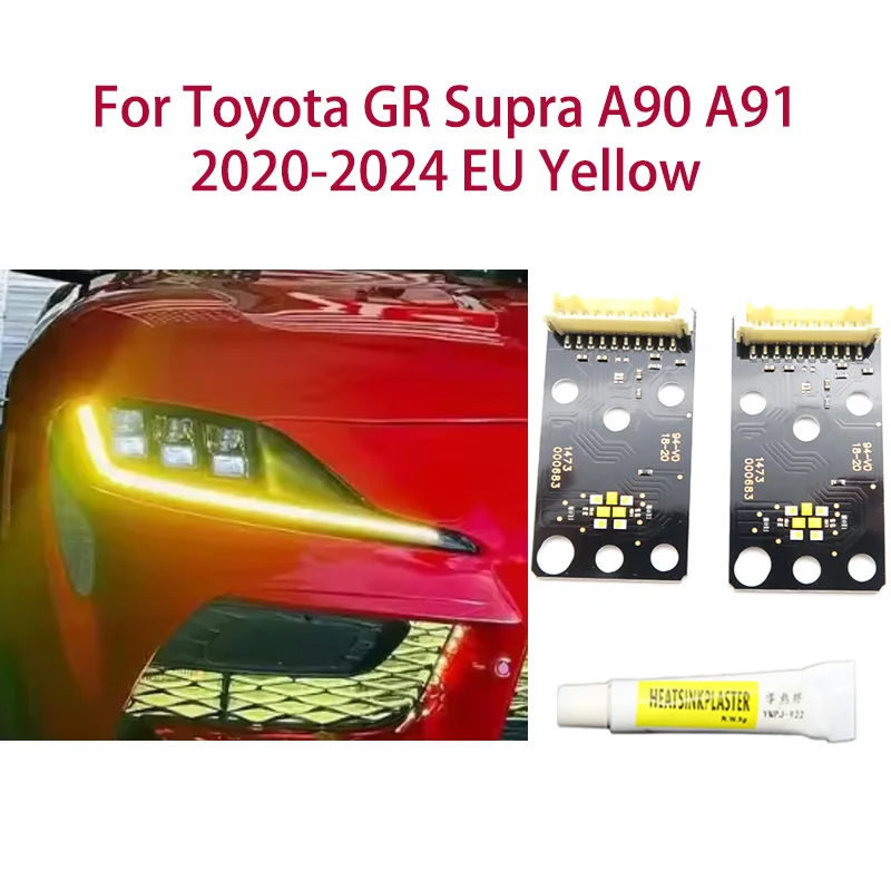 

1 pair For Toyota GR Supra A90 A91 20-2024 EU version Lemon Yellow Car Hernia DRL Chip Angel Eyes Car headlights Ballast chip