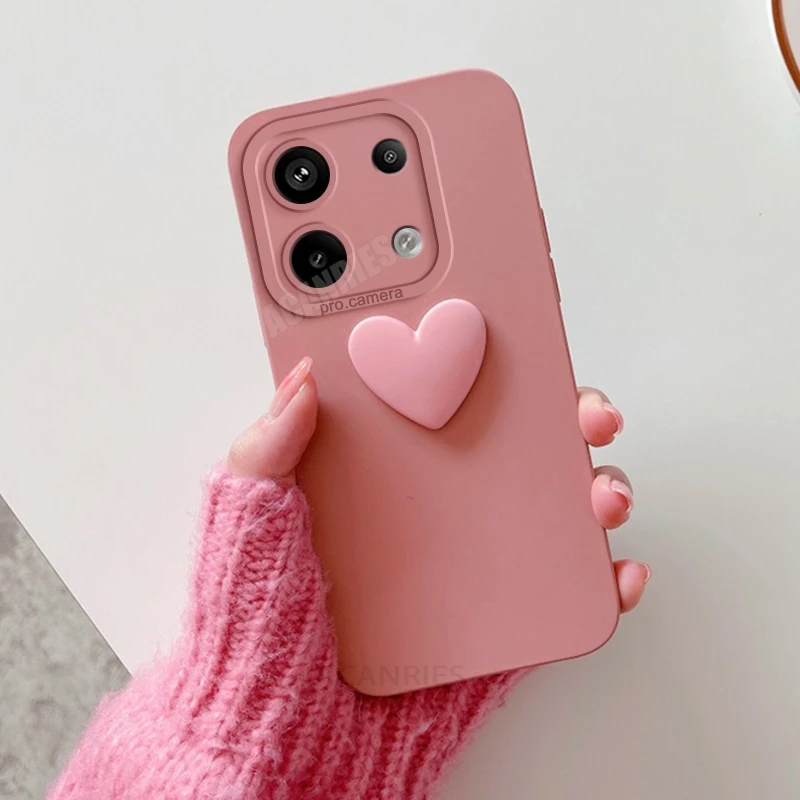 Note13 3d Love Heart Silicone Case On For Xiaomi Redmi Note 13 Pro 4g 5g 13pro Plus 12 12s 13c Shockproof Soft Cover Note13pro