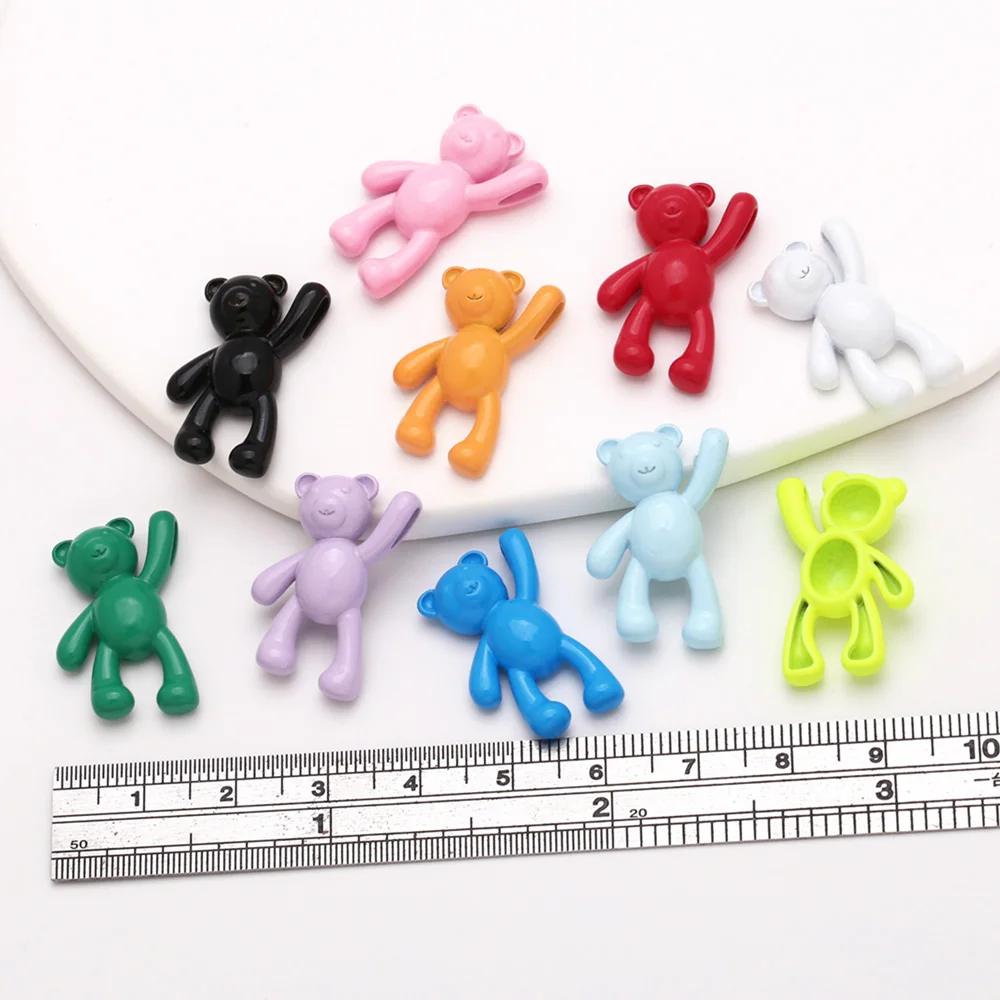Clearance Trendy Multicolor Enamel Cute Bear Pendant for Necklaces Copper Gold Plated Jewelry Making Supplies Handmade pdtb620