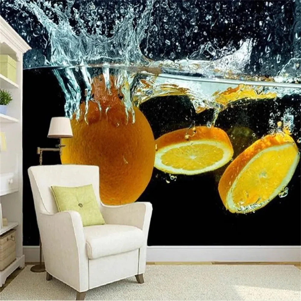 beibehang 3D Wallpaper Custom Wall Orange Fruit For Spill Creative Water Spray Clean Photo Wallpaper TV Room Sofa backgrounds