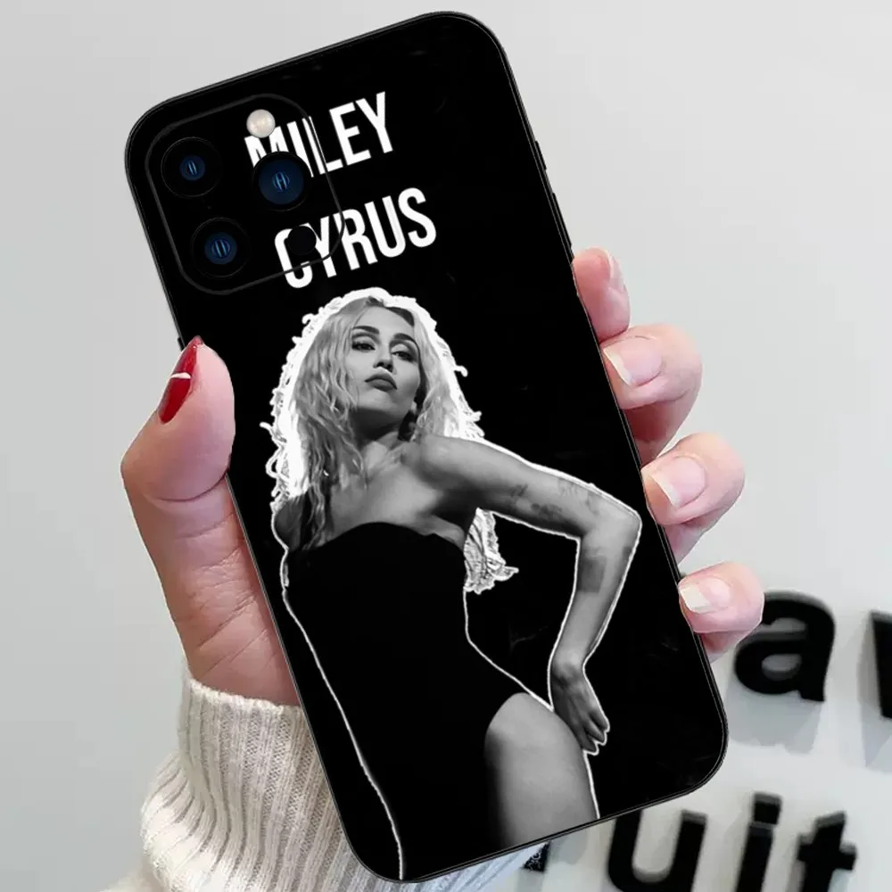 Singer M-Miley C-Cyrus Phone Case For iPhone 15 14 13 12 11 Pro Max mini XS XR X 8 Plus SE Black Cover