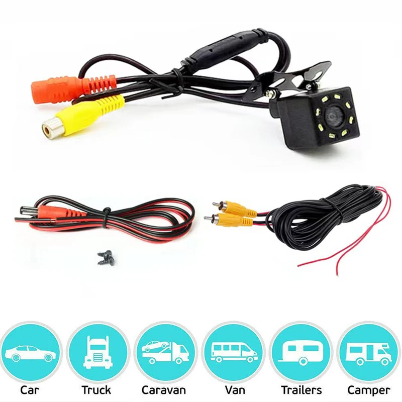 Refit Car Rear View 8 IR Camera Night Vision Reversing Auto Parking Monitor CCD Waterproof 170 Degree HD Video Backup Camera