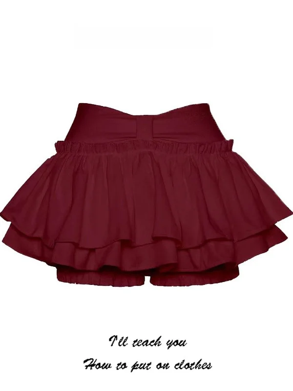 Red Ballet Style Half Skirt Women's Summer Pure Desire Fluffy Cake Skirt Small Size Spicy Girl A-Line Ultra-Short Skirt