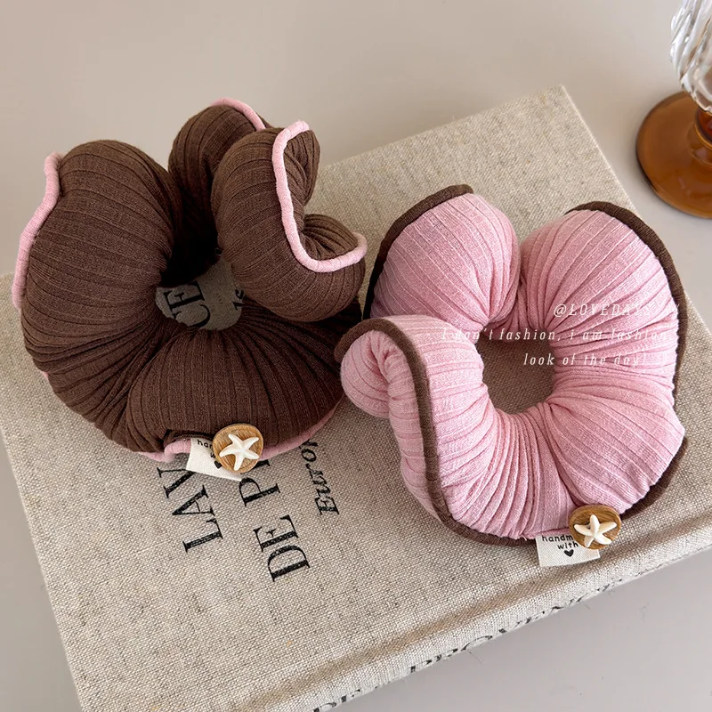 

Scrunchie Oversized Pink Brown Plush Soft Starfish Sleep Padded Hair Tie for Women Comfortable Daily Premium Quality
