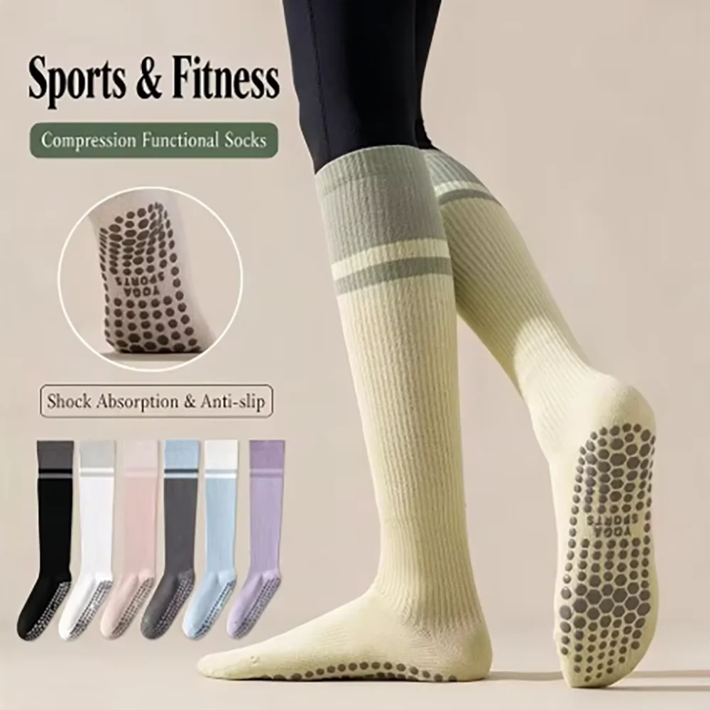 Yoga Sock Summer Thin Anti Slip Midsole Professional Pressure Calf Pilates Running Fitness Daily Solid Color Versatile Yoga Sock