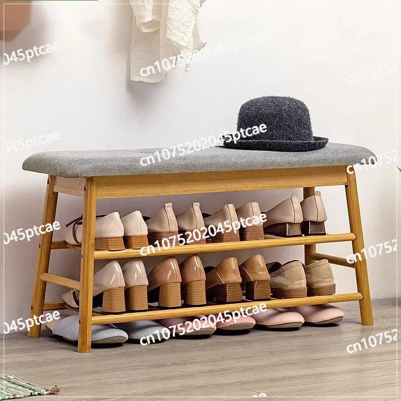 Multi-functional Bamboo Household Door Shoe Stand Can Sit One-one Shoe Stool Creative Porch Shoe Rack Organizer Furniture