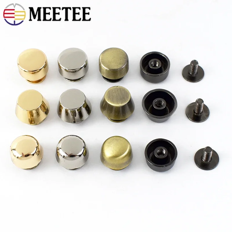 10Pcs Meetee Metal Rivet Nails Buckles Handbag Screw Studs Button Leather Bag Snap Hook Decorative Foot Nail Clasp Accessories