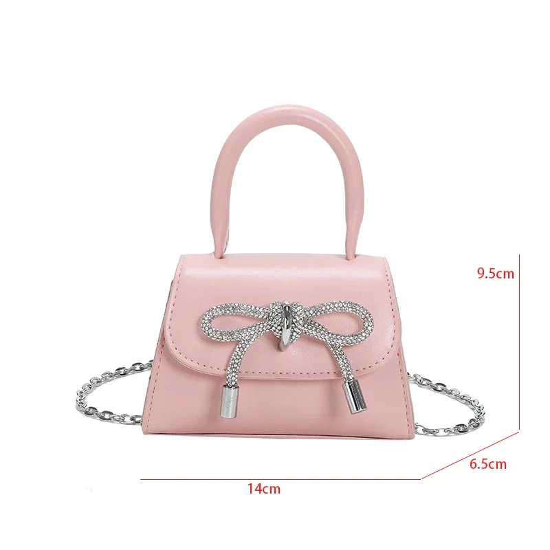 Mini piccola borsa quadrata 2023 moda estate viola rosa borsa da donna borsa a tracolla a catena borsa a tracolla con fiocco borsa da sera lucida