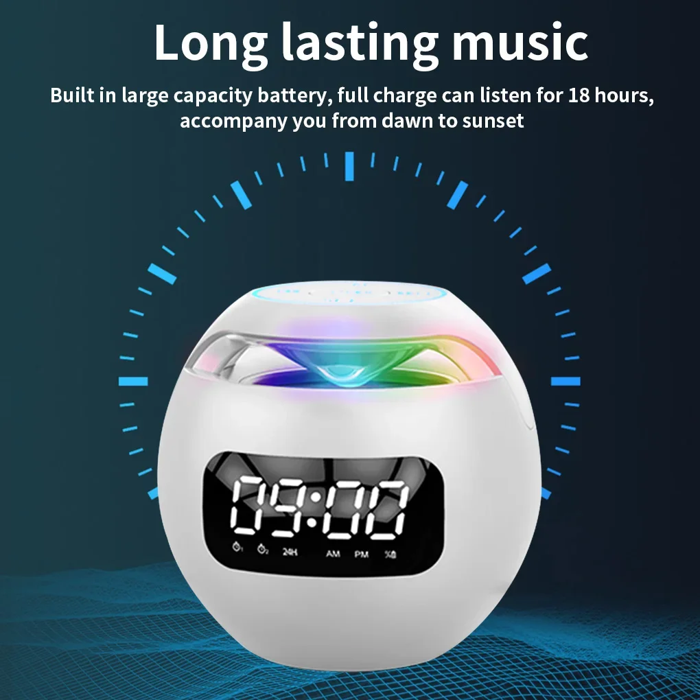 Bluetooth-compatible Speaker Rechargeable Surround Stereo Sound Radio Alarm Clock Home with Microphone Play  Type 1