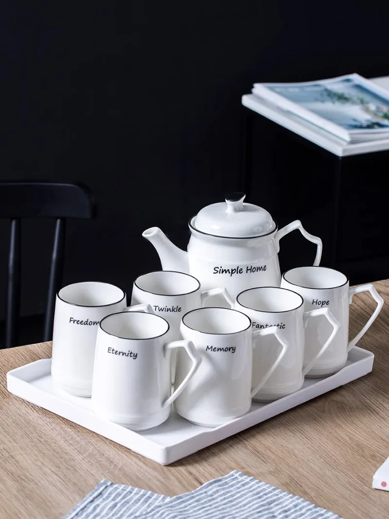 Living Room Teacup Set Household Light Luxury Water Cup Ceramic Cup Nordic Water Drinking Cup Kettle Teapot Set Cup