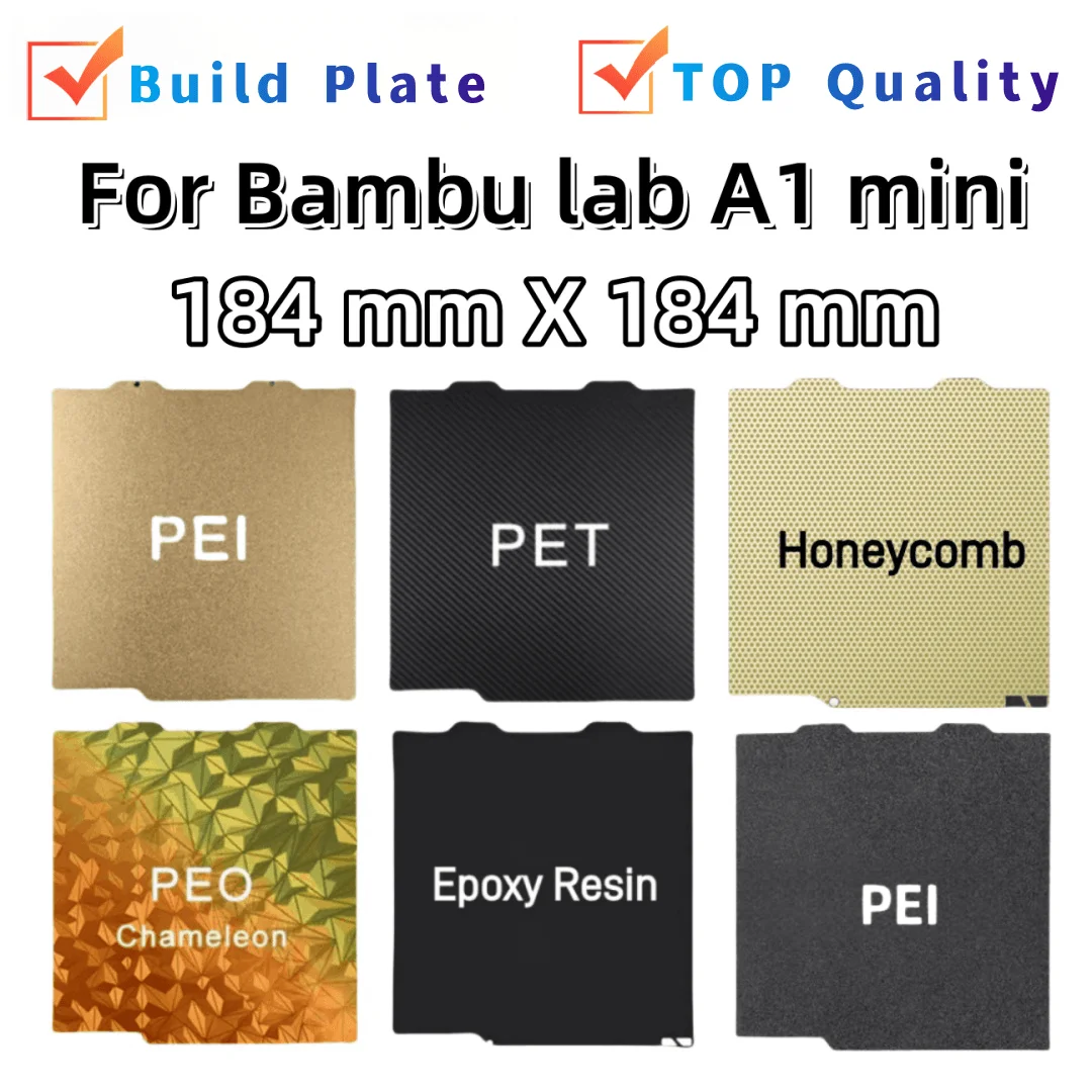 

Для Bambu Lab A1 Mini Текстурированный лист Pei 184x184 Рабочая пластина Двусторонний лист из углеродистой пружины 3D-принтер для Bambulab