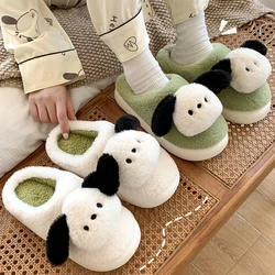 Sanrios Pochacco Autumn and Winter New Cute Plush Cotton Slippers Cartoon Thickened Warm Girls Home Kawaii Anti-Slip Slippers