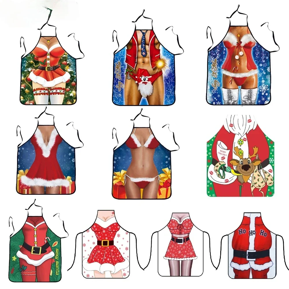 Apron Muscle Man Funny Kitchen Aprons for Woman Xmas Decoration Personality Novelty Creative Couple Party Apron Kitchen Delantal