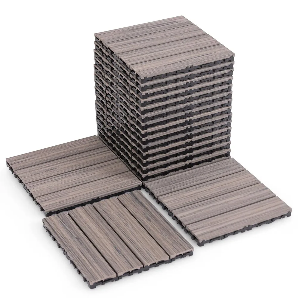 36 Pack Interlocking Deck Tiles - 36 sq.ft Weatherproof Composite Outdoor Flooring Covering, 12