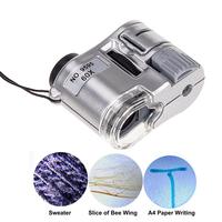 60x Handheld Portable Led Mini Magnifier Microscope Magnifying Glass Money Detector Light With Storage Bag Dropship