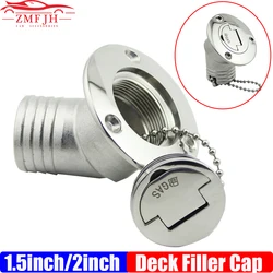 Tampas de enchimento de deck de 45 graus 38mm 50mm para barco marinho 316 tampa de chave de enchimento de deck de aço inoxidável gás diesel água de combustível personalizado