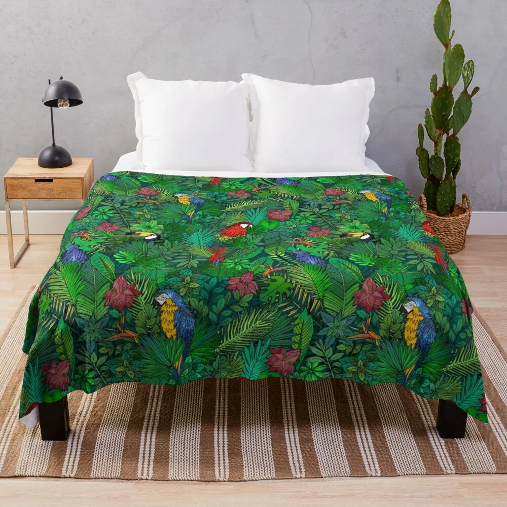 Jungle Bird Watching   Throw Blanket For Decorative Sofa heavy to sleep Comforter Quilt Blankets