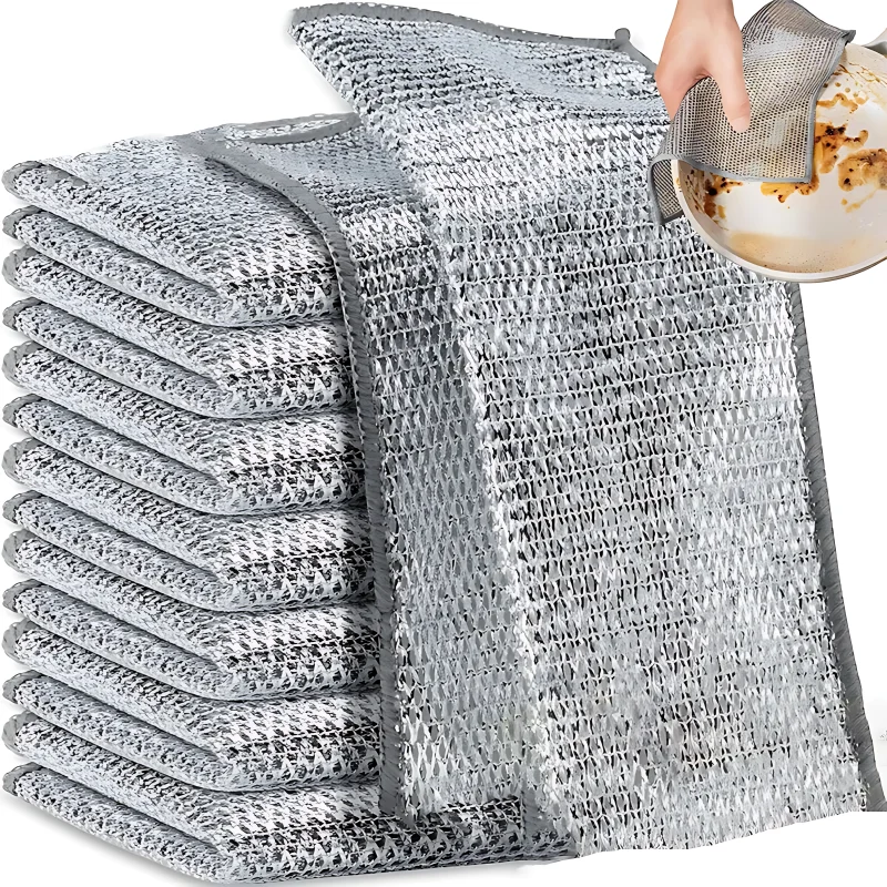 Multi-purpose Wire Dishcloth Kitchen Cooktop Dishwashing Cloths Wet & Dry Dishcloth Daily Cleaning Cloths Cleaning Brush