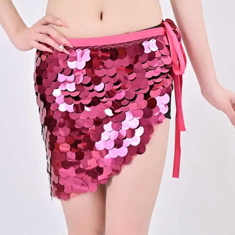 72XE Sciarpa da danza con paillettes scintillanti Accessorio professionale per allenamento danza del ventre in tessuto
