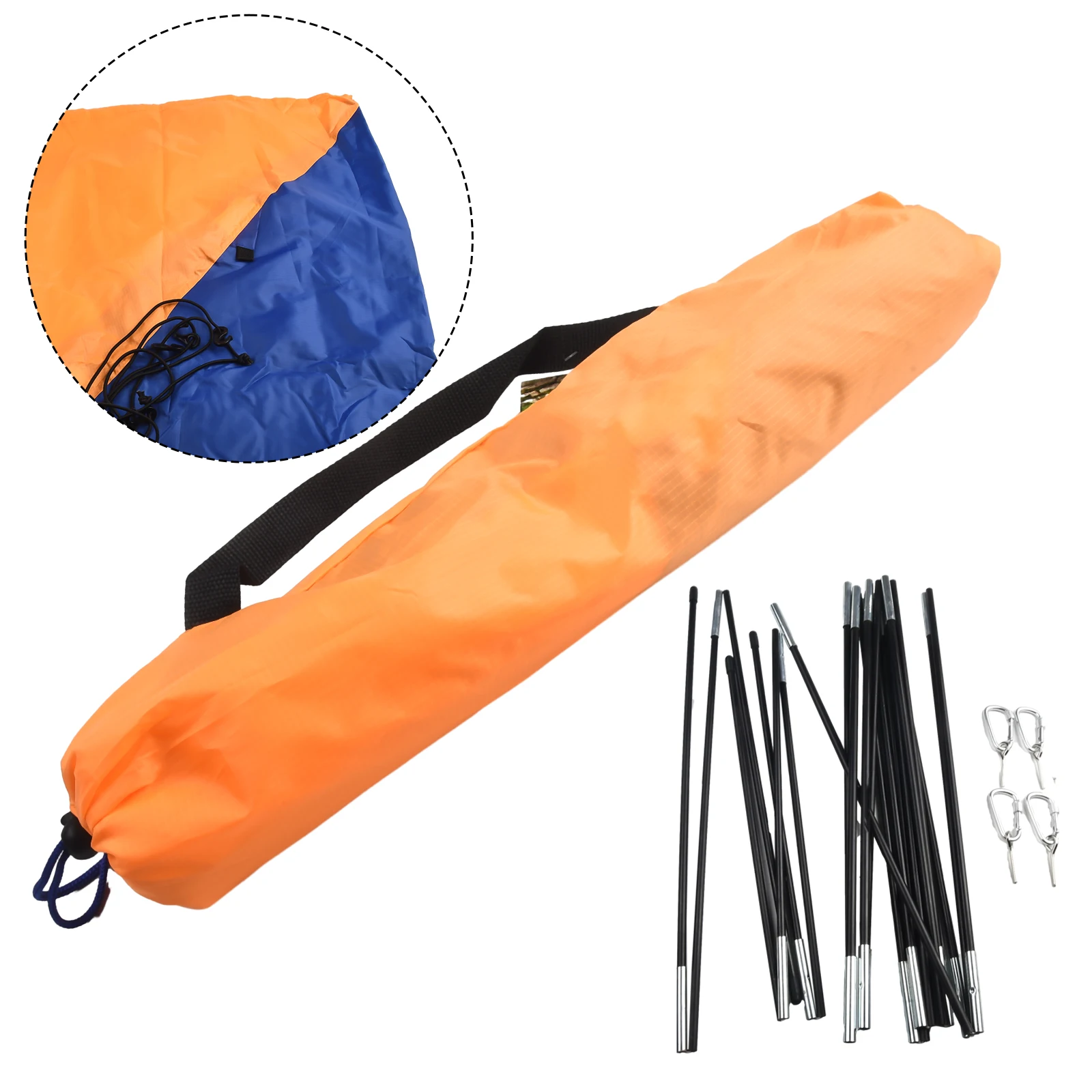 Lightweight 2 Person Kayak Canopy Awning Waterproof Sun Shade Shelter Tent with Wind Rope and Support Rods Blue and Orange