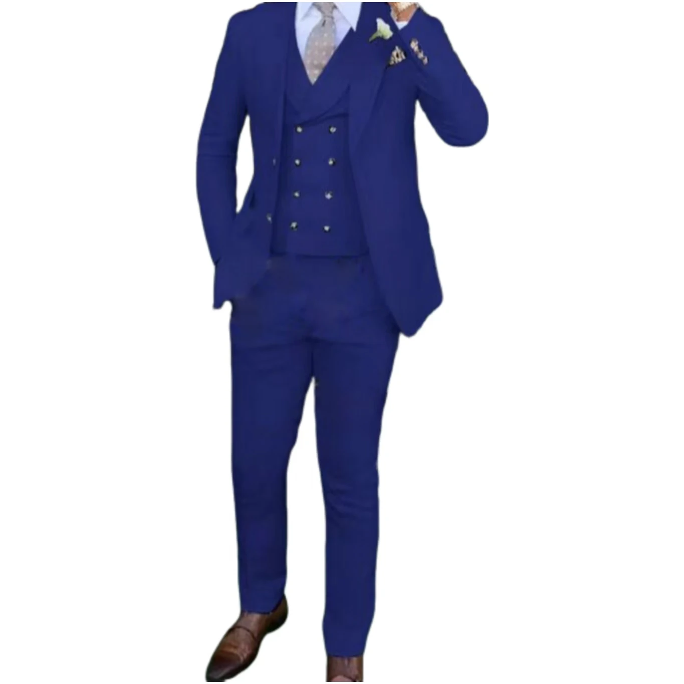 Men\'s slim-fit three-piece suit，Three-piece set of vest, blazer and trousers，Ideal for weddings, business and formal occasions