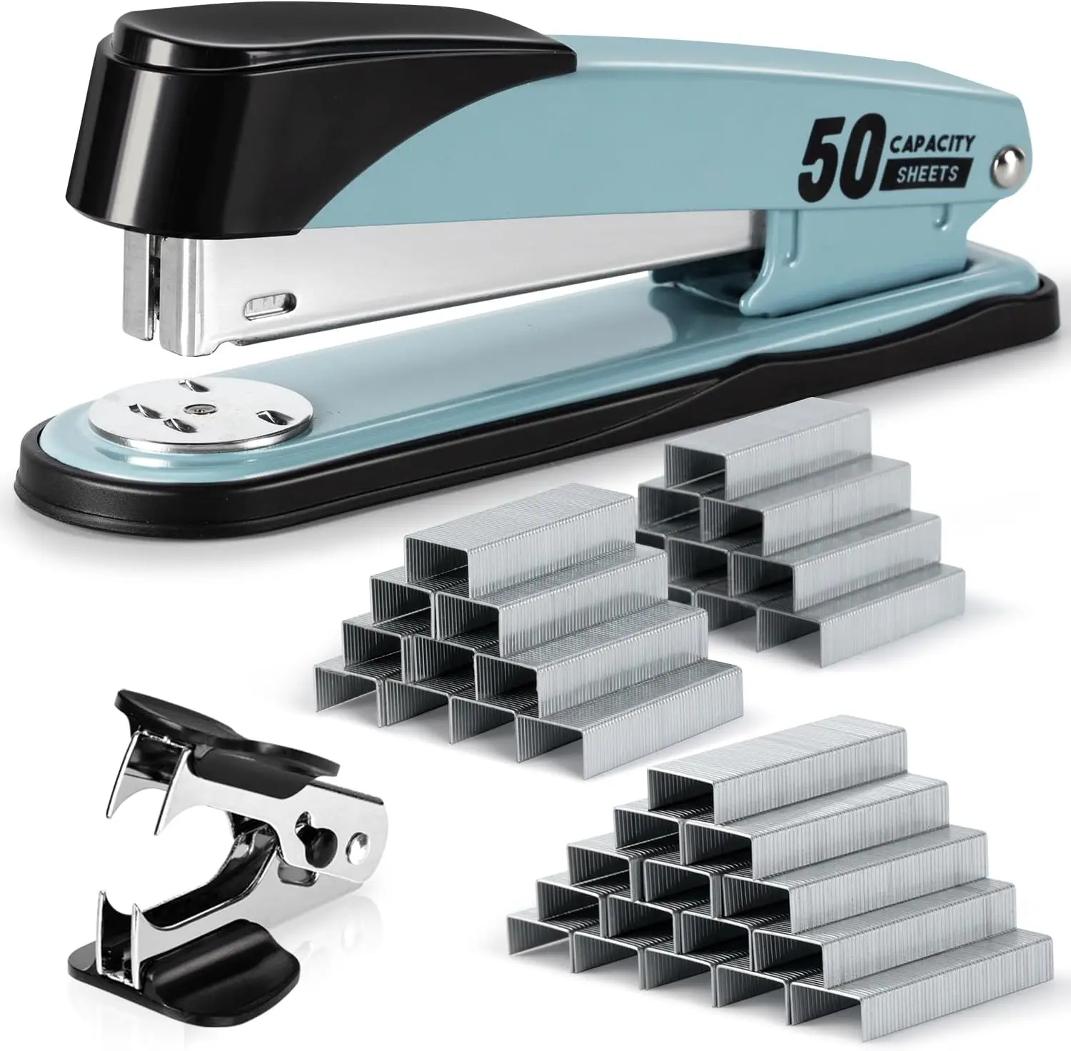 

Мощный степлер для скоб с полной загрузкой, на 2000 скоб, со скобозабирателем, вместимость 50 листов, нескользящий, для офиса и класса