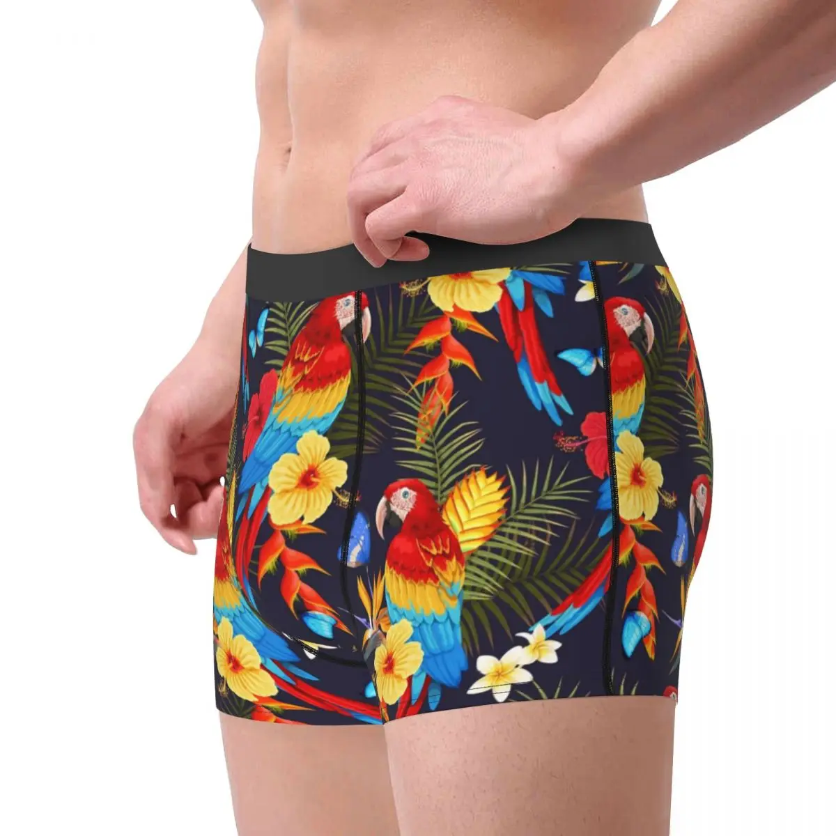 Men's Wild Cockatiel Macaws Animal Underwear Exotic Tropical Birds Parrots Sexy Boxer Shorts Panties Male Underpants Plus Size