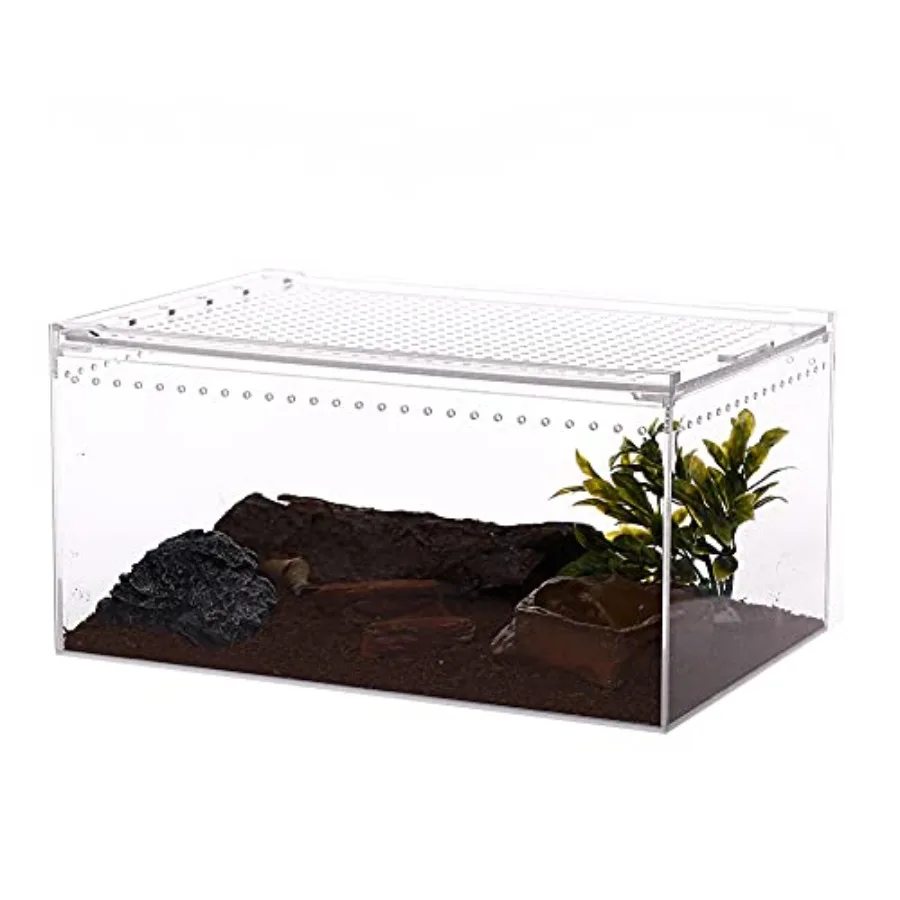 

Magnetic Large Enclosure 2.5 Gallon 12 x 8 x 6 Inch Reptile Breeding Box Terrarium Cage for Insect Tarantulas Amphibians Caterp