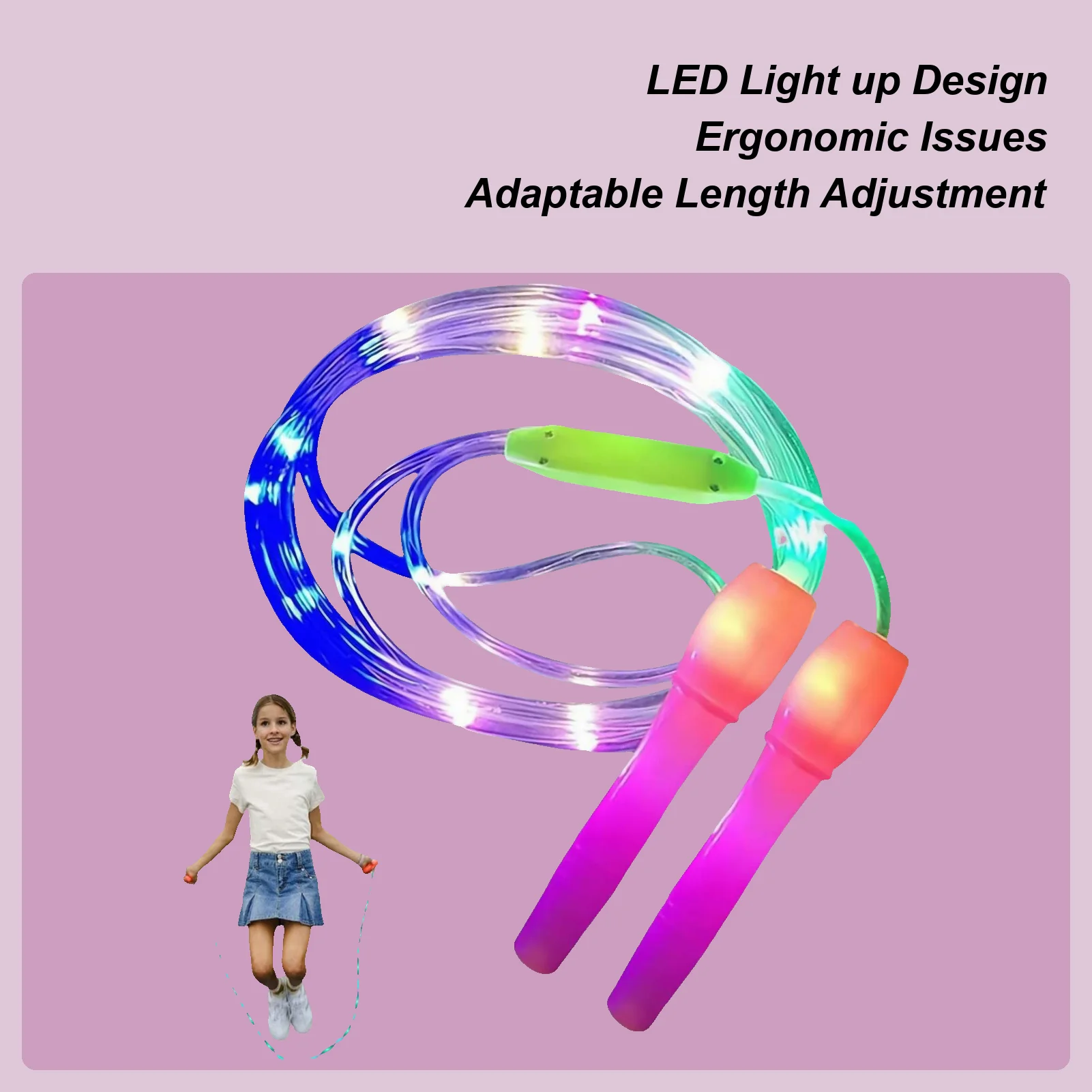

Jump Rope For Kids Luminous Jumping Rope For Children Adjustable Length Non-slip Fitness Equipment Sport Accessories For Kids