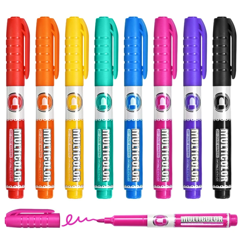 8pcs Whiteboard Pen Erasable Quick-drying Water-based Large Capacity for Teachers Writing Office Meeting Children's Graffiti