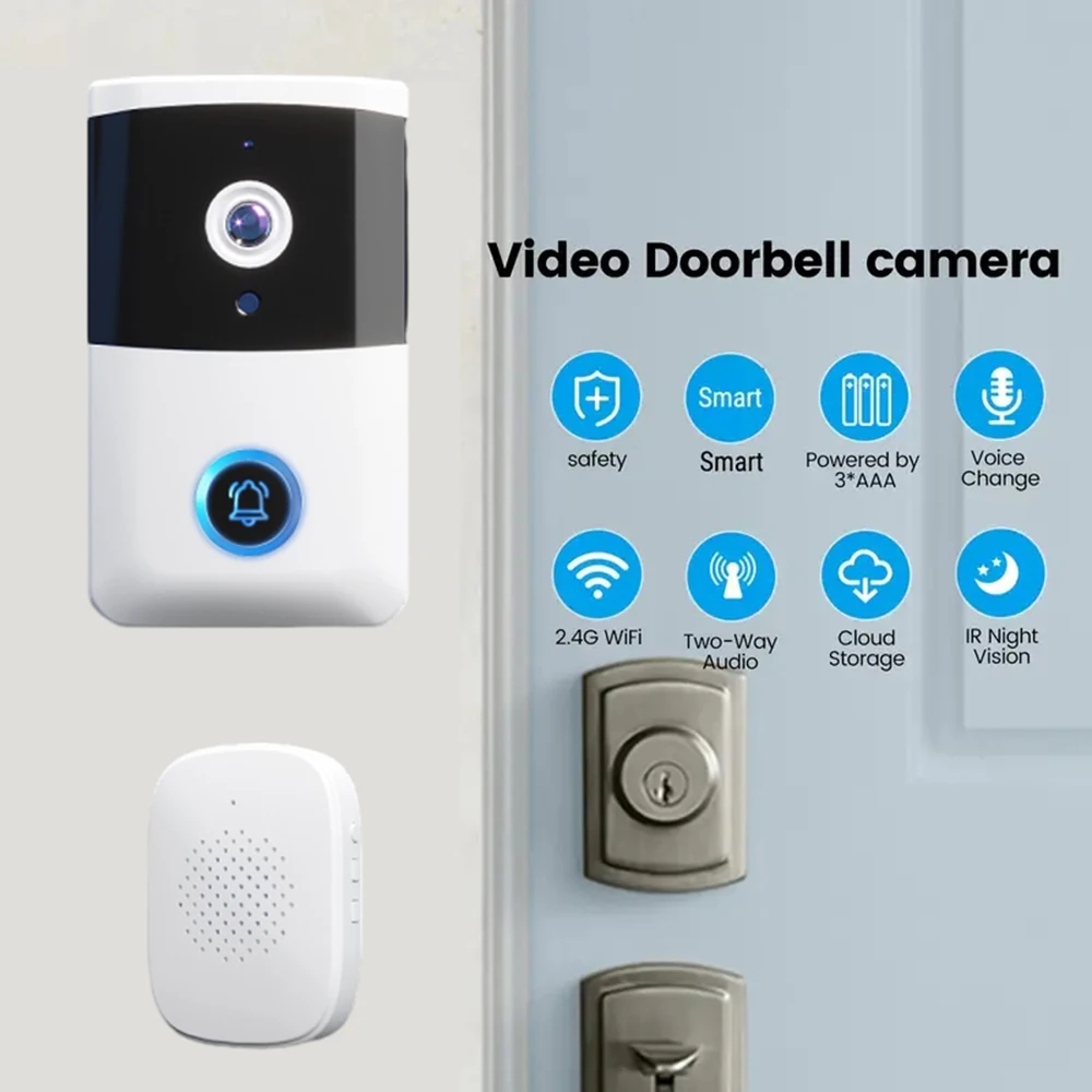 Smart Visual Doorbell Camera Kit Multi-Purpose Rechargeable Door Bell For Outdoor Indoor Smart Home Wireless House Doorbells