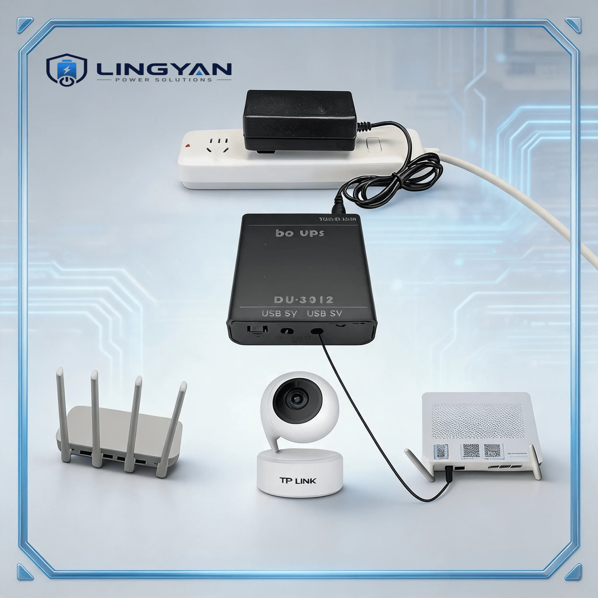 Detachable Battery UPS Box 5V 9V 12V Backup Power Unit for WiFi Router ONT CCTV Camera Home Network System, Battery Not Included