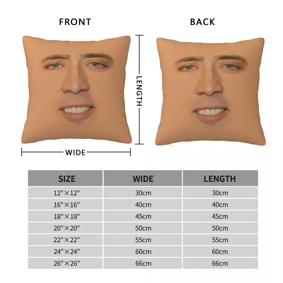 Nicolas Cage Full Face Square Pillowcase Polyester Linen Velvet Creative Zip Decorative Sofa Seater Cushion Cover