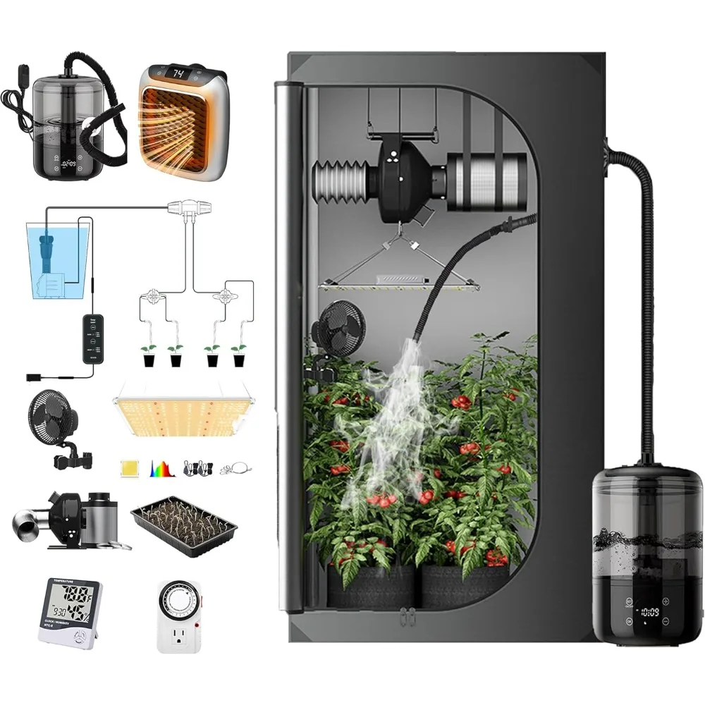 

32X32 Grow Tent Complete System S1000 LED Grow Light Grow Tent Kit 4" Fan Filter and Humidifier