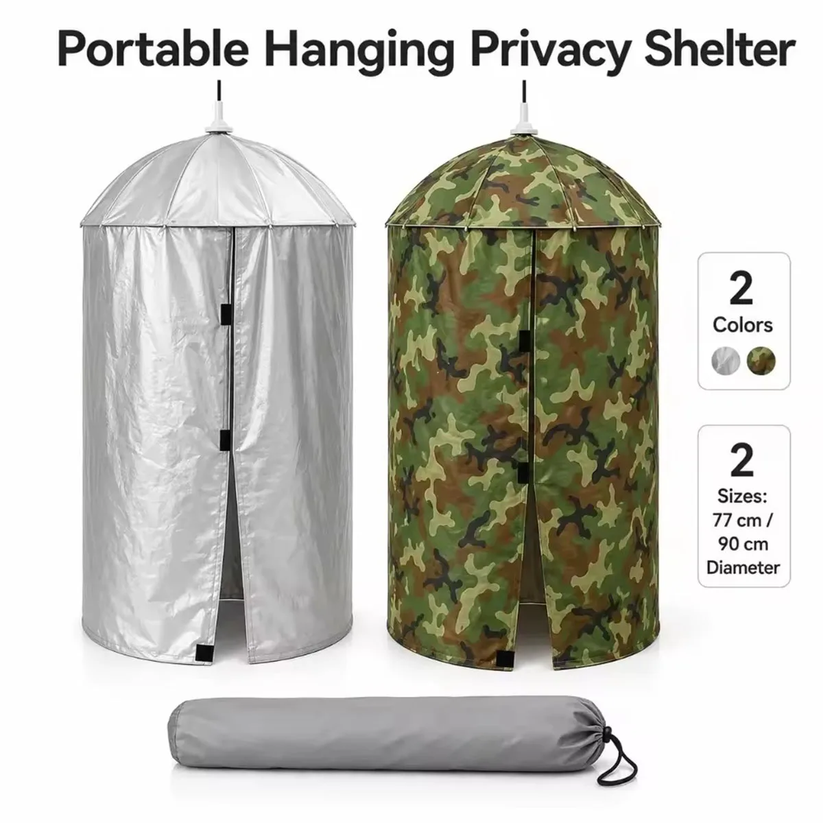 Portable Hanging Privacy Shelter Pop-Up Changing Shower Tent for Camping Car Tailgate Outdoor Toilet 77/90cm