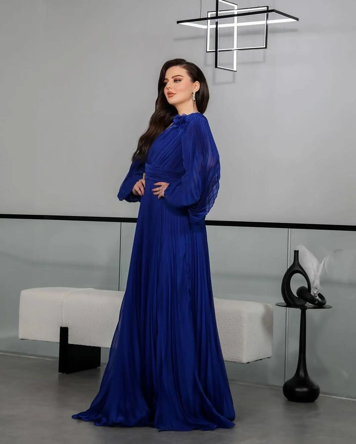 Evening Gown Prom Formal Dress Dearin V-neck A-line Floor Length Skirts Draped Bespoke Occasion Dresses Saudi Arabia